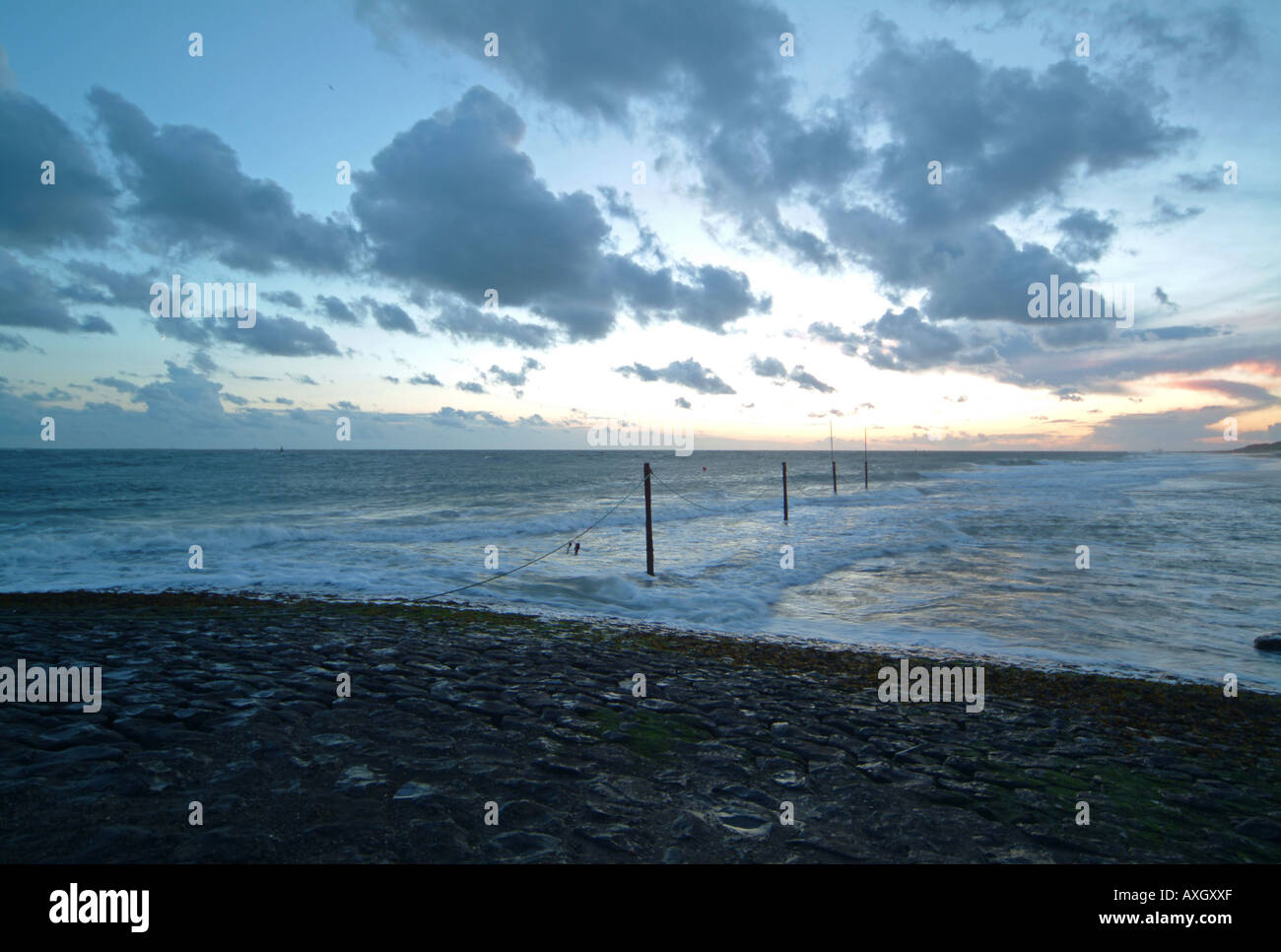 La nuit de la côte néerlandaise Pays-Bas Walcheren Nordseeküste bei NachtWalcheren Holland Banque D'Images