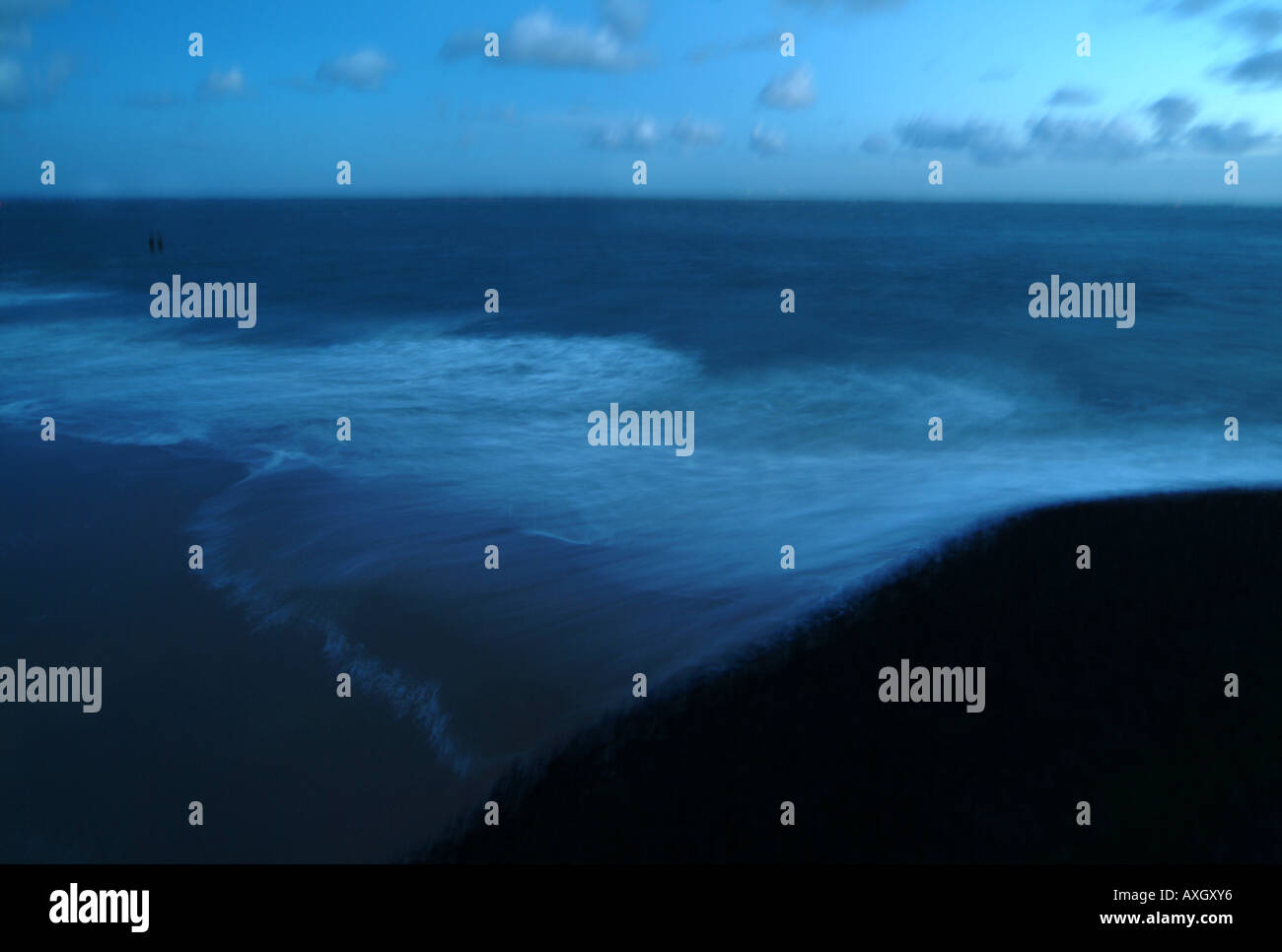 Côte néerlandaise dans la nuit près de Vlissingen Pays-Bas Nordseeküste bei nacht in der Nähe von Vlissingen Hollande Banque D'Images