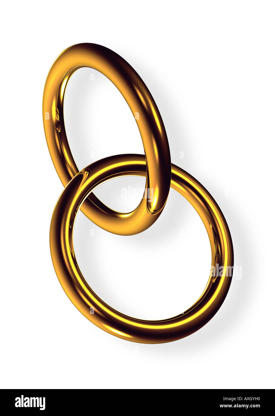 2 anneaux symbole pour mariage fusion 2 Ringe ineinander symbole verschränkt für Fusion Heirat Banque D'Images
