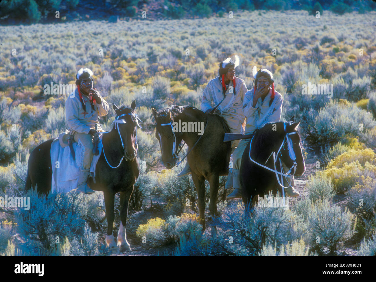 Les Indiens à cheval dans l'Utah USA Banque D'Images