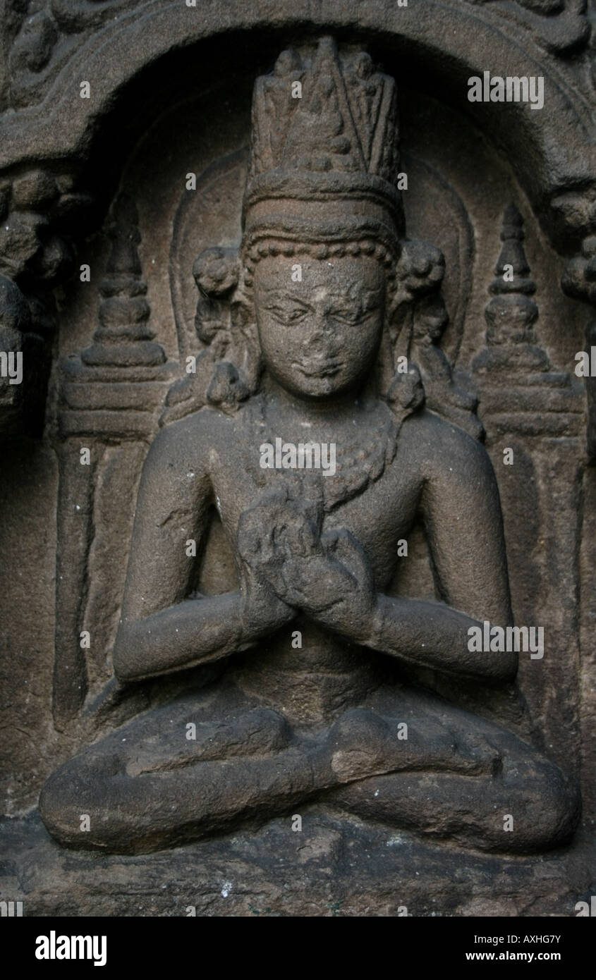 Statue de Bouddha Bouddhiste - Bodhisattva ou être illuminé , 9ème ANNONCE de siècle , Uttar Pradesh, Kolkata Museum Banque D'Images