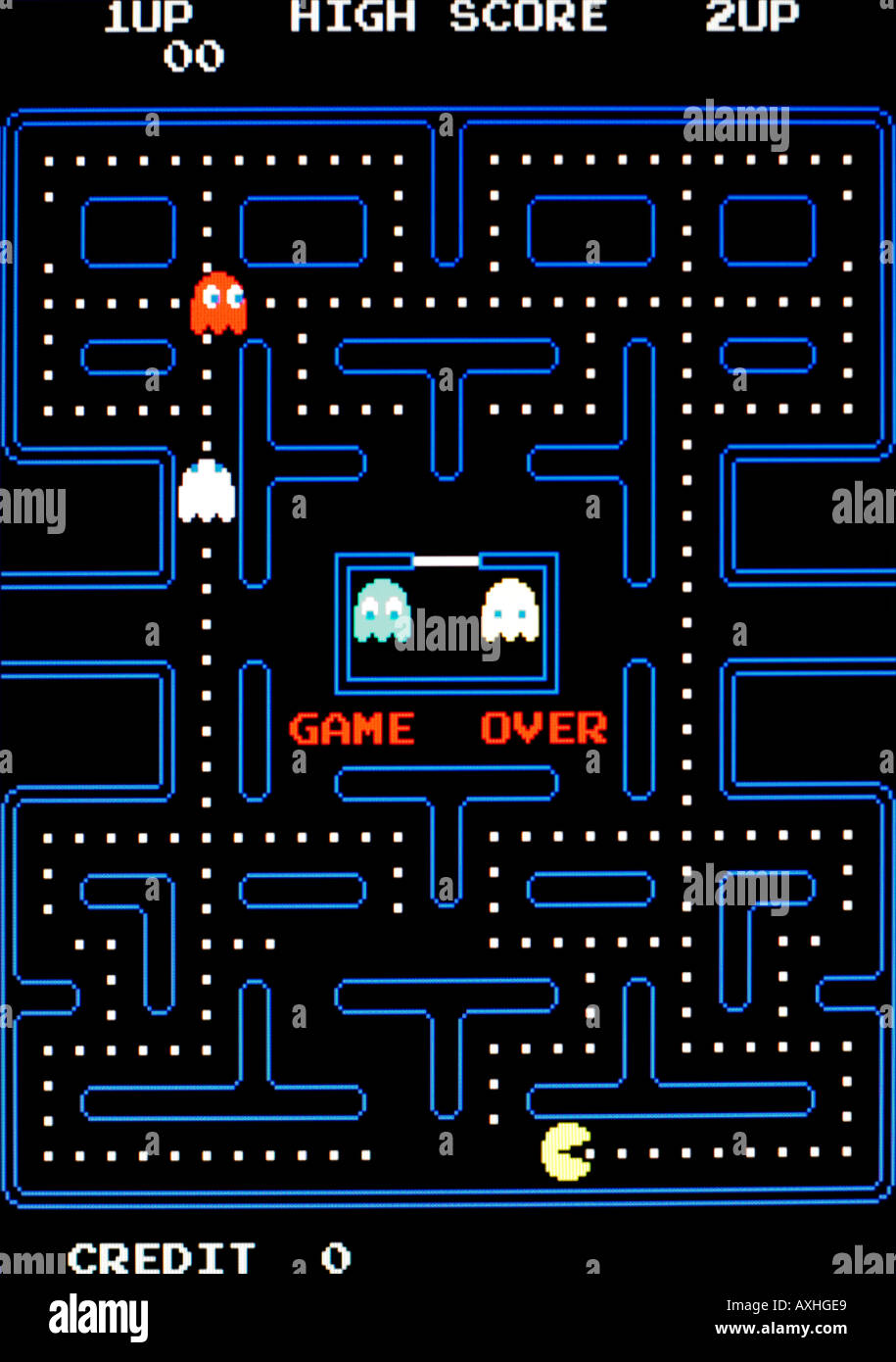 Puckman Pac Man Pacman Namco arcade millésime 1979 capture d'écran de jeux vidéo - EDITORIAL UTILISEZ UNIQUEMENT Banque D'Images