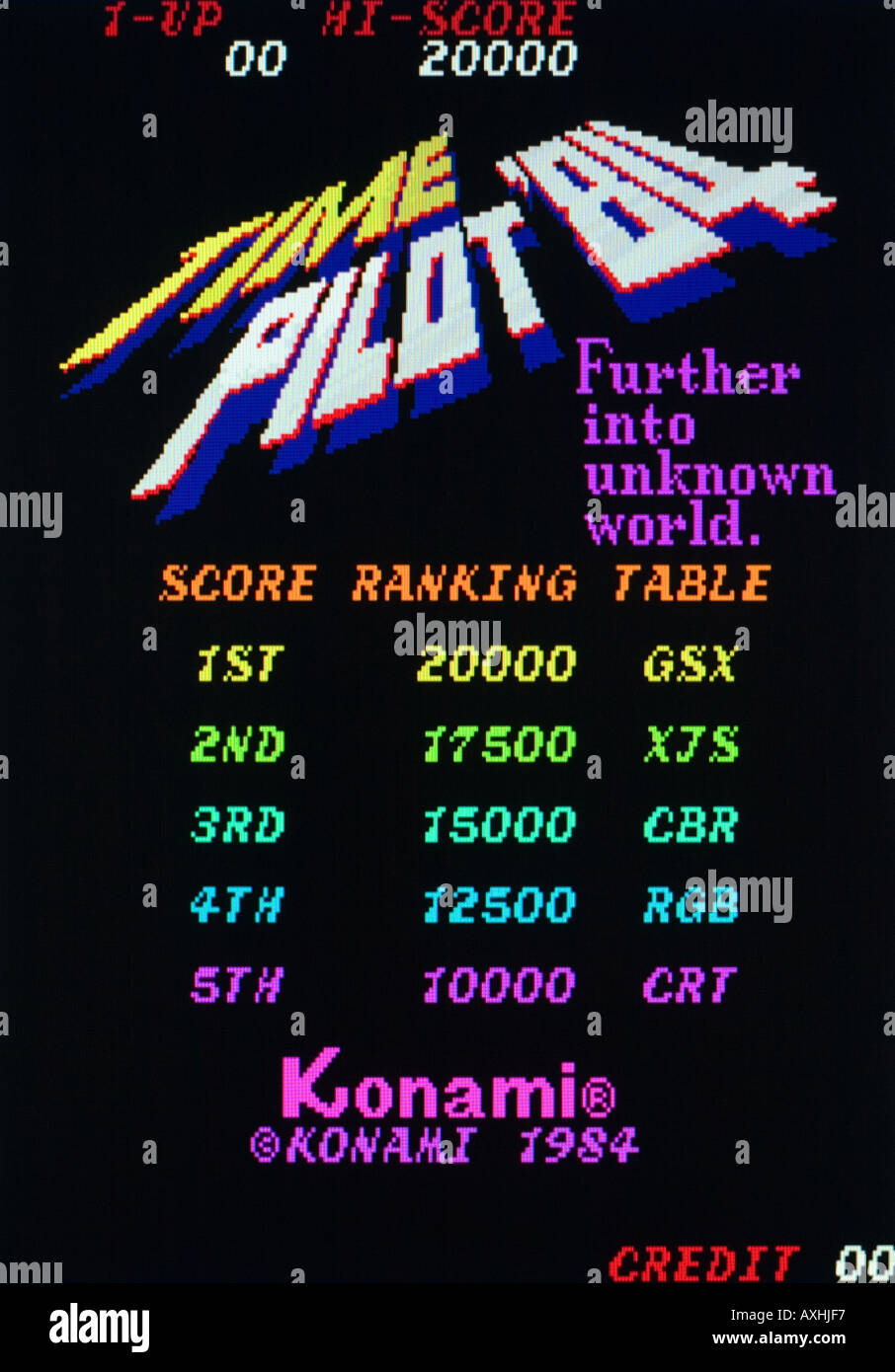 Pilote temps Konami arcade Vintage 1984 84 Capture d'écran de jeux vidéo - EDITORIAL UTILISEZ UNIQUEMENT Banque D'Images
