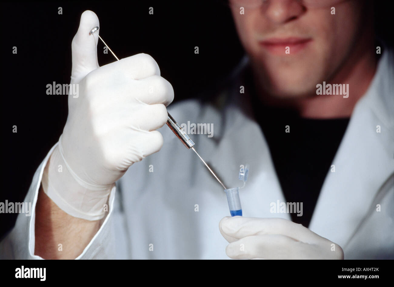 L'extraction de l'ADN d'un échantillon de chercheurs Banque D'Images