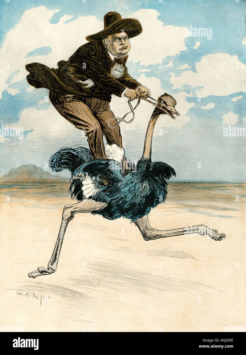 James Hogg du Texas une caricature intitulée Lone Star Performer 1900. Lithographie en couleur d'un W. A. Rogers cartoon Banque D'Images