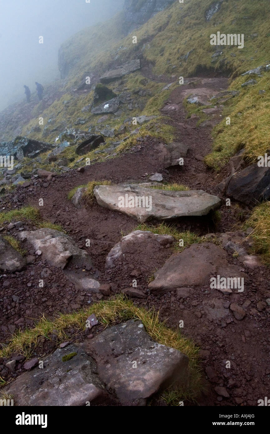 Deux personnes faire des randonnées sur le mont Brandon sur la péninsule de Dingle, dans l'ouest de l'Irlande. Banque D'Images Deux personnes faire des randonnées sur le mont Brandon sur la péninsule de Dingle, dans l'ouest de l'Irlande. Banque D'Images