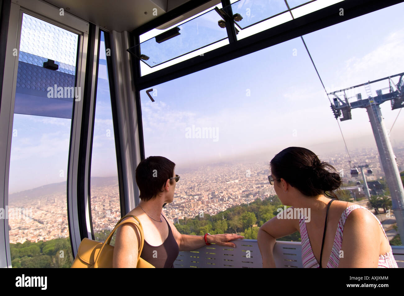 Téléphérique de Montjuïc au parc de Montjuic Barcelone Catalogne Espagne Banque D'Images