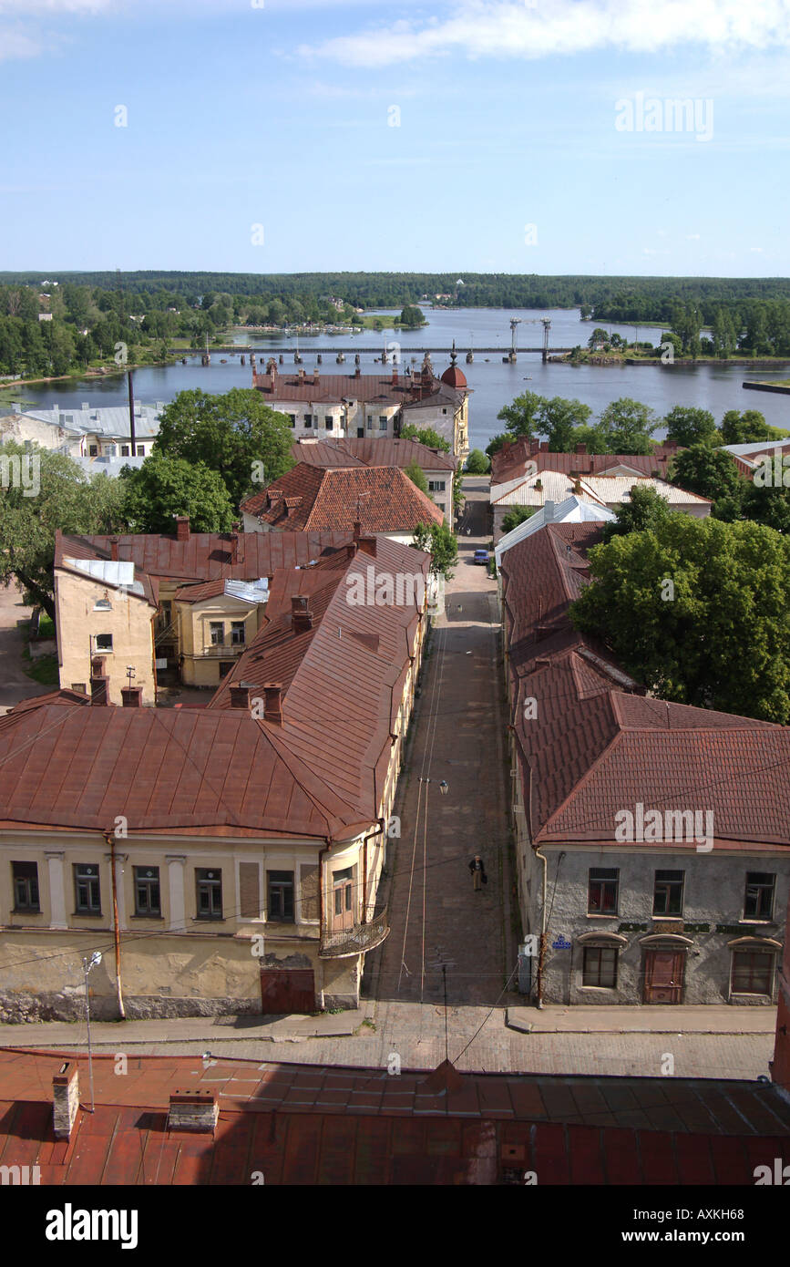 Old street à Vyborg du dessus, la Russie. Banque D'Images