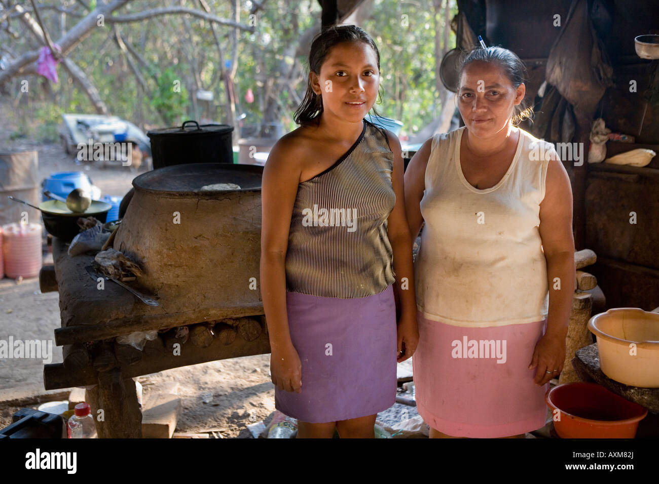 Mère et fille El Zonte El Salvador Banque D'Images