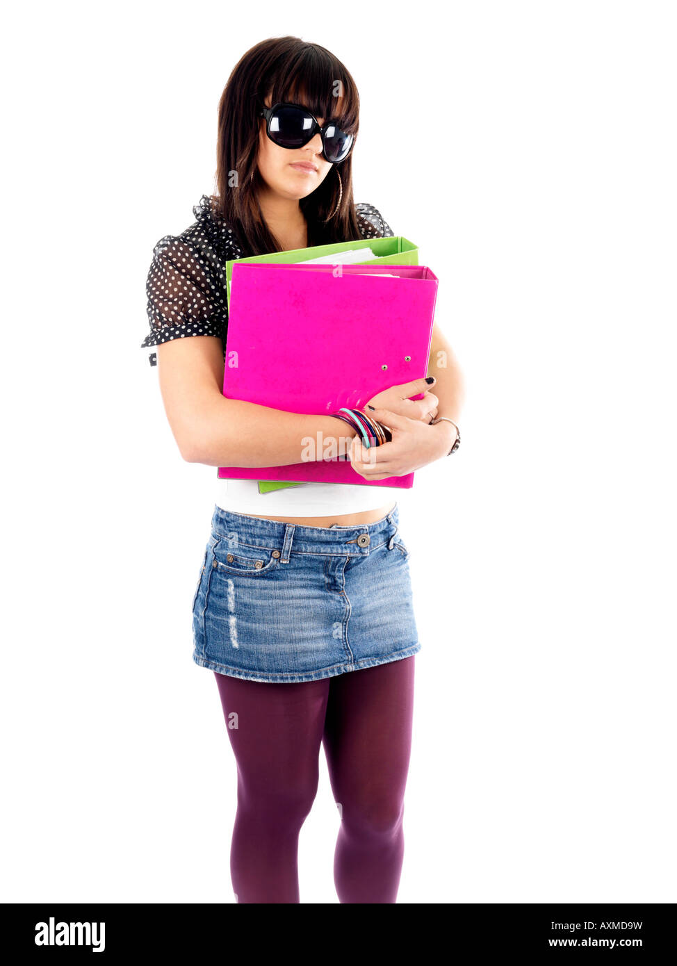 Young Woman Holding Files Parution Modèle Banque D'Images