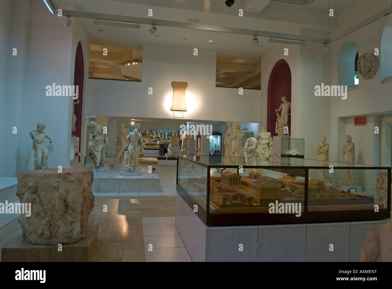 Des expositions de l'époque romaine site de Leptis Magna Galerie 9 dans la Jamahiriya Museum, Place Verte, Tripoli, Libye. Banque D'Images