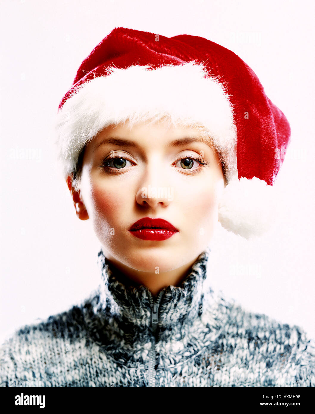 Portrait of a young woman wearing hat Saint Nicolas. Banque D'Images