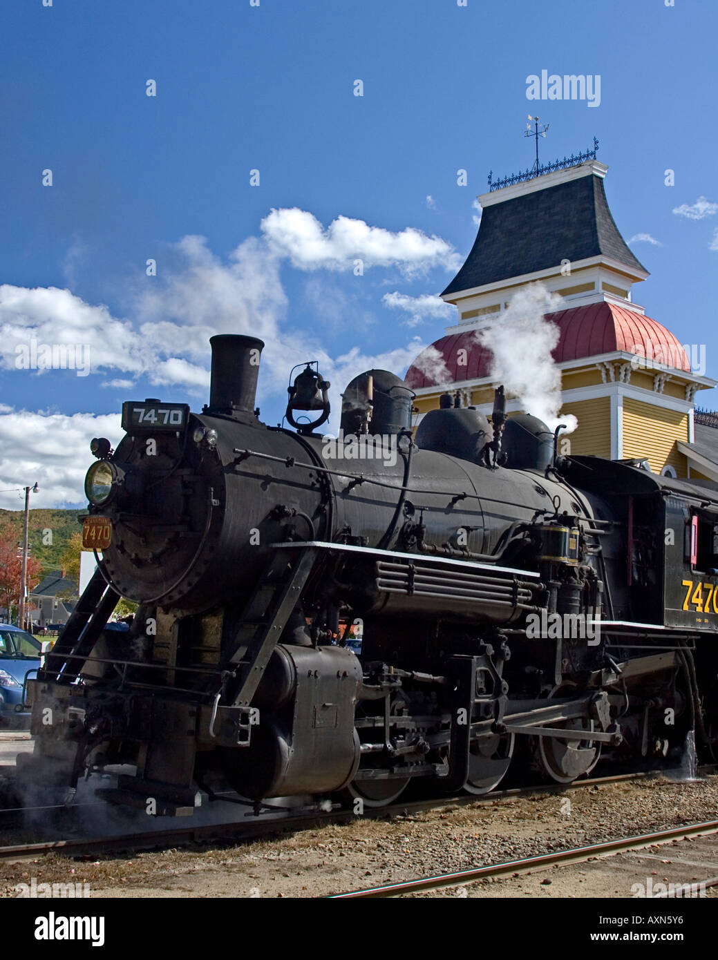 La gare victorienne restaurée dans le centre de North Conway, NH dans les Montagnes Blanches du New Hampshire Banque D'Images