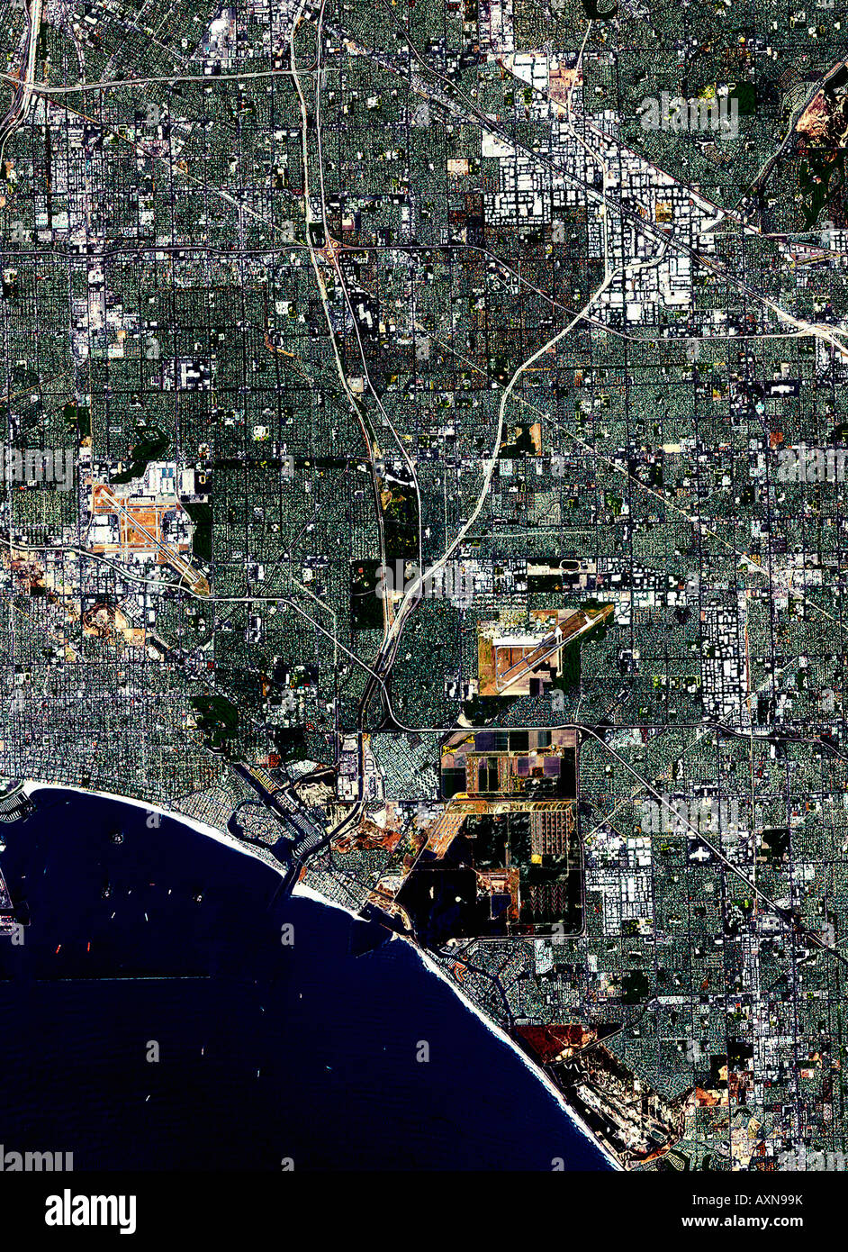 Image satellite de ville Los Angeles Banque D'Images