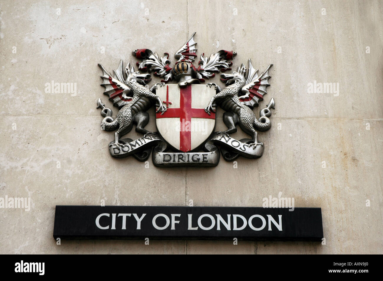 Ville de London district signe avec devise latine domine dirige nos (Seigneur, guide-nous), London, UK Banque D'Images