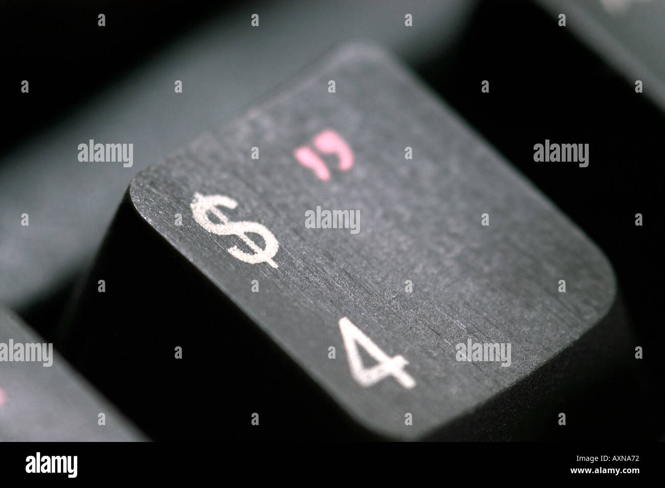 Fermoir de 4 touches du clavier de l'ordinateur noir technologie de l'informatique de communication boutons bouton-poussoir commande l'alphabet Banque D'Images