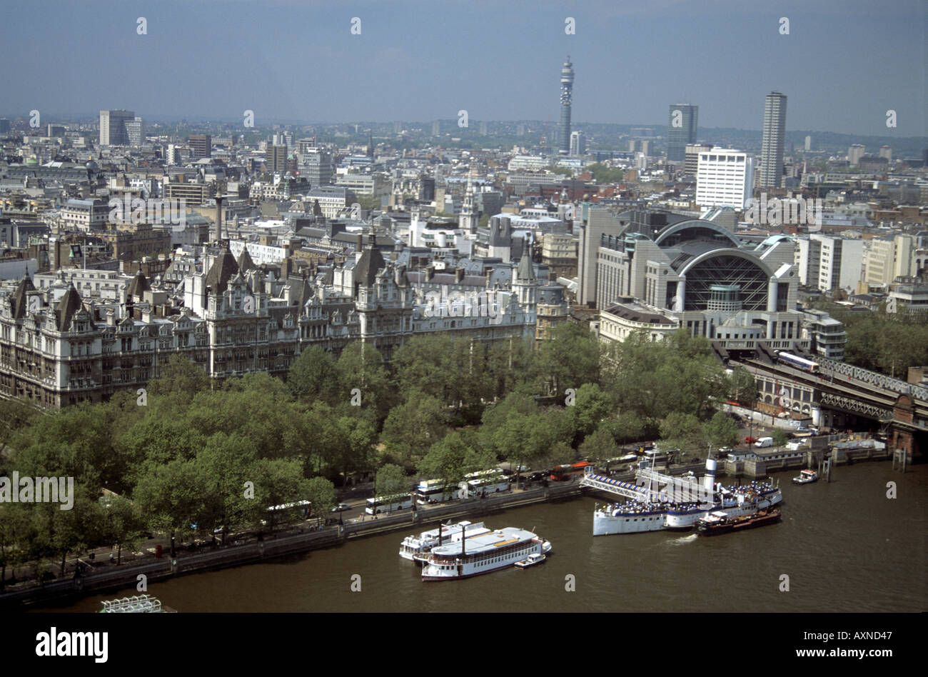 Voir à partir d'une gélule en haut de la BA London Eye London UK Banque D'Images