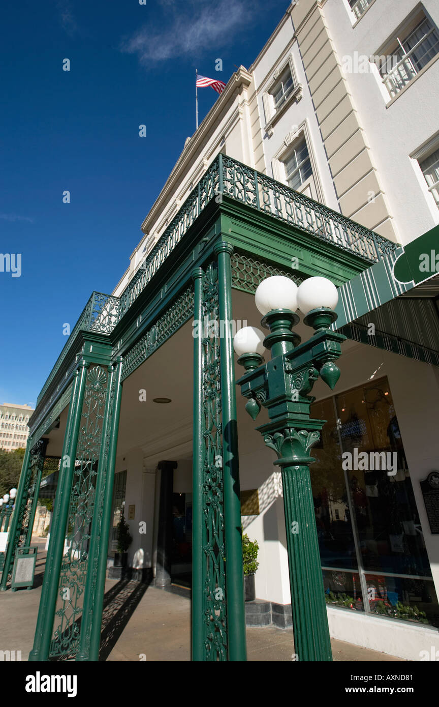 TEXAS San Antonio hôtel Menger célèbre hôtel du xixe siècle, le centre-ville près de Riverwalk en fer forgé, accessoires extérieurs Banque D'Images