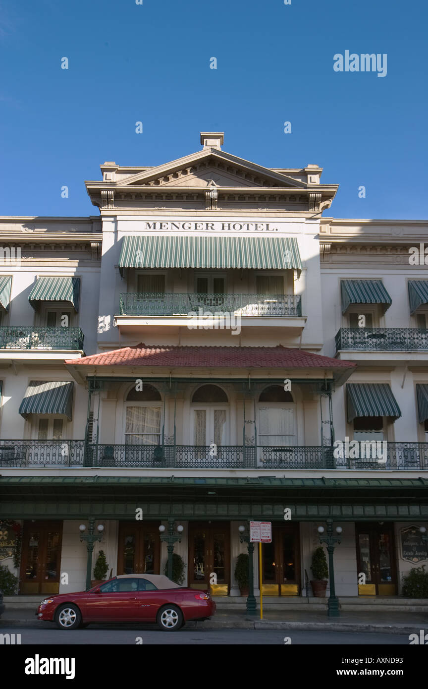 TEXAS San Antonio hôtel Menger célèbre hôtel du xixe siècle, le centre-ville près de Riverwalk en fer forgé, accessoires extérieurs Banque D'Images