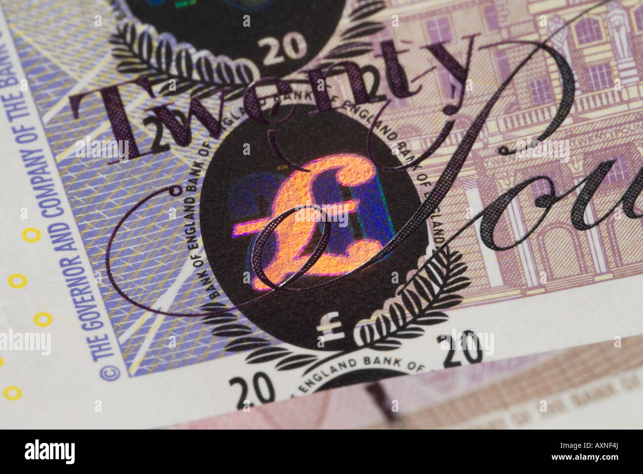 Billet de 20 livres sterling britannique Banque D'Images
