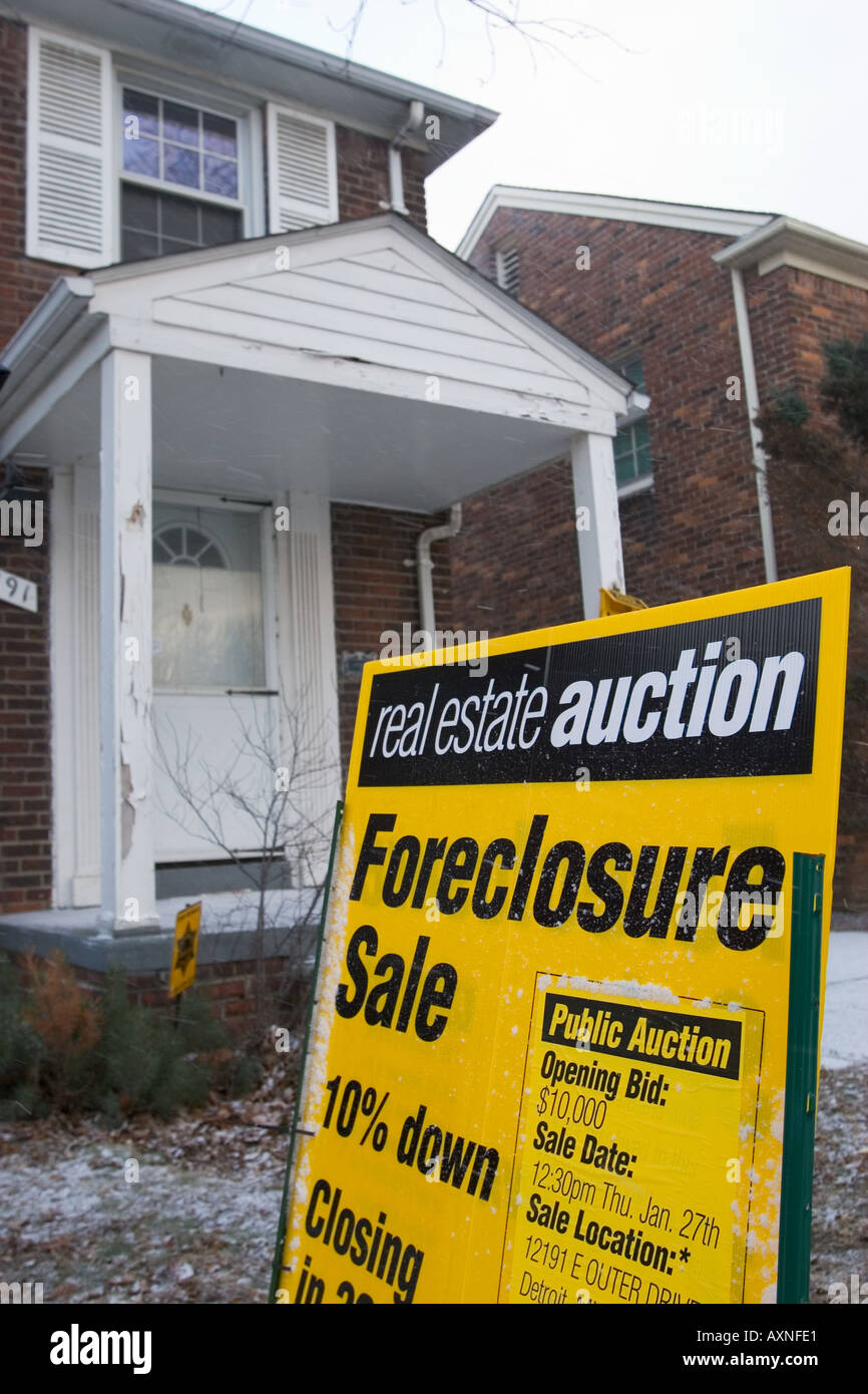 Détroit, Michigan Une maison sur Detroit s'est vendu à une vente aux enchères de forclusion Banque D'Images