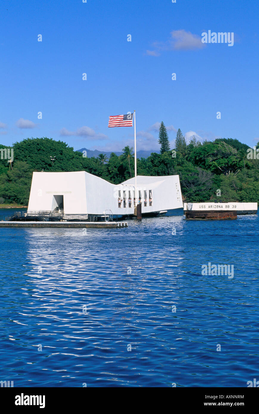 Pearl Harbor Arizona Memorial Honolulu Oahu Hawaii USA Banque D'Images
