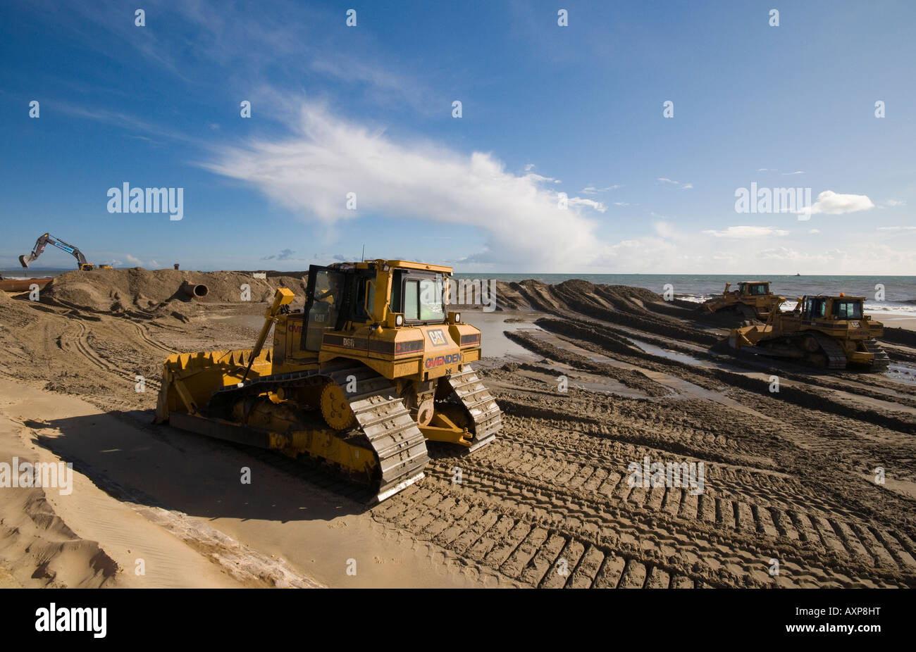L'amélioration de la plage de Bournemouth et de réapprovisionnement entre régime et Boscombe Southbourne beach Mars 2008 Banque D'Images