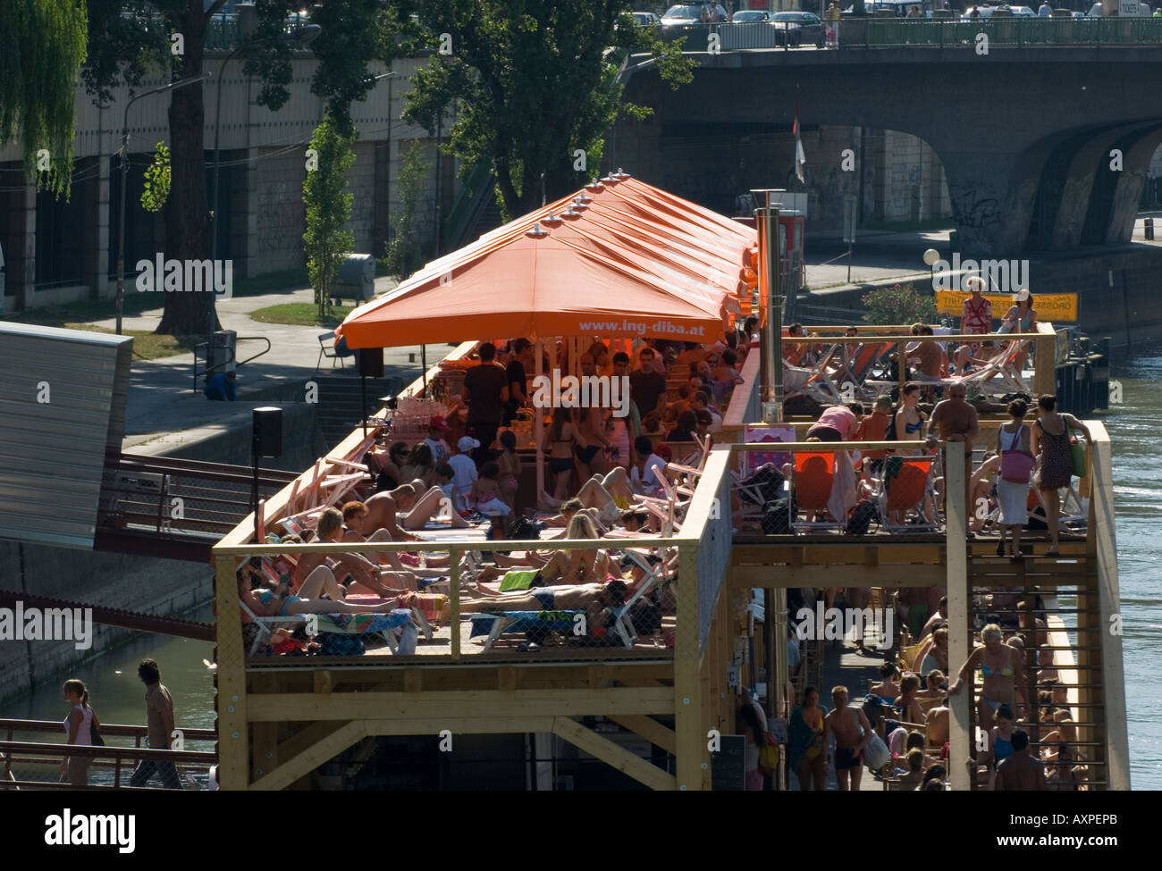 Vienne, piscine sur le canal du Danube Banque D'Images