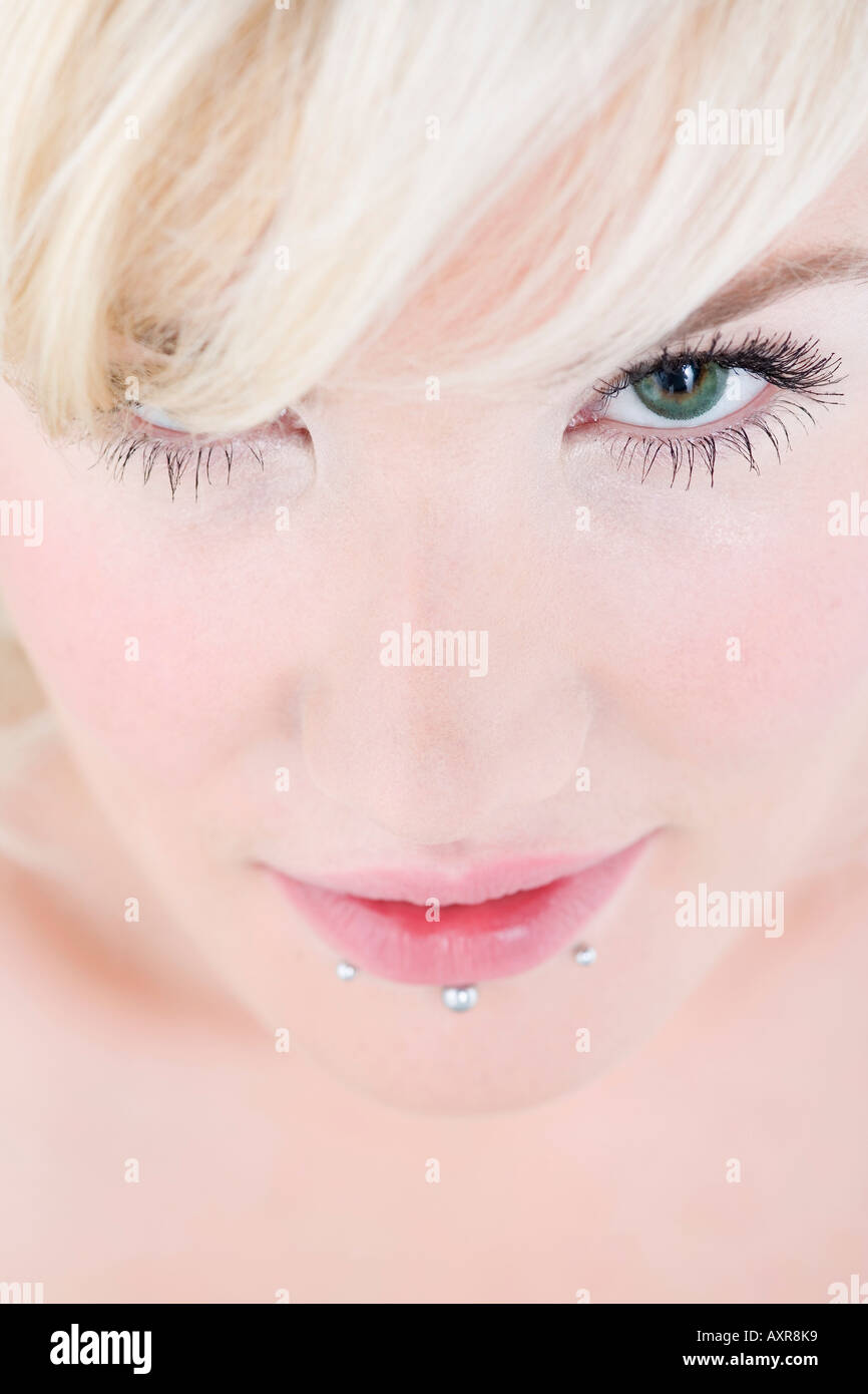 Gros plan du visage de femme Banque D'Images