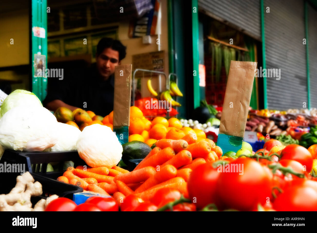 Brixton, Londres, Londres, marché fruits & légumes stall Banque D'Images