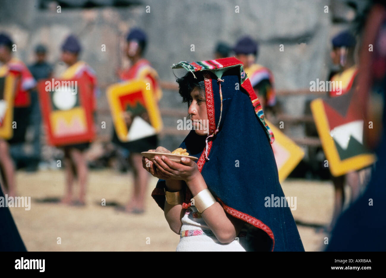Interprète féminine Inti Raymi Festival Sacsayhuaman Pérou Banque D'Images