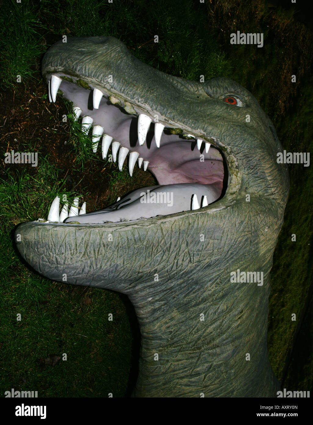 Un dinosaure en plastique au sol Banque D'Images