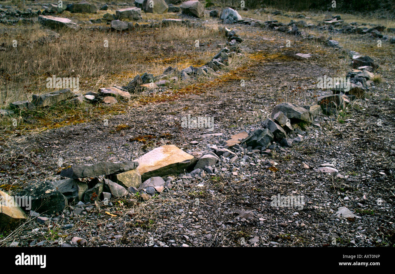 Pebble Stone Quarry land art spirale ligne courbe magic circle rock mystique Detva en Slovaquie Banque D'Images