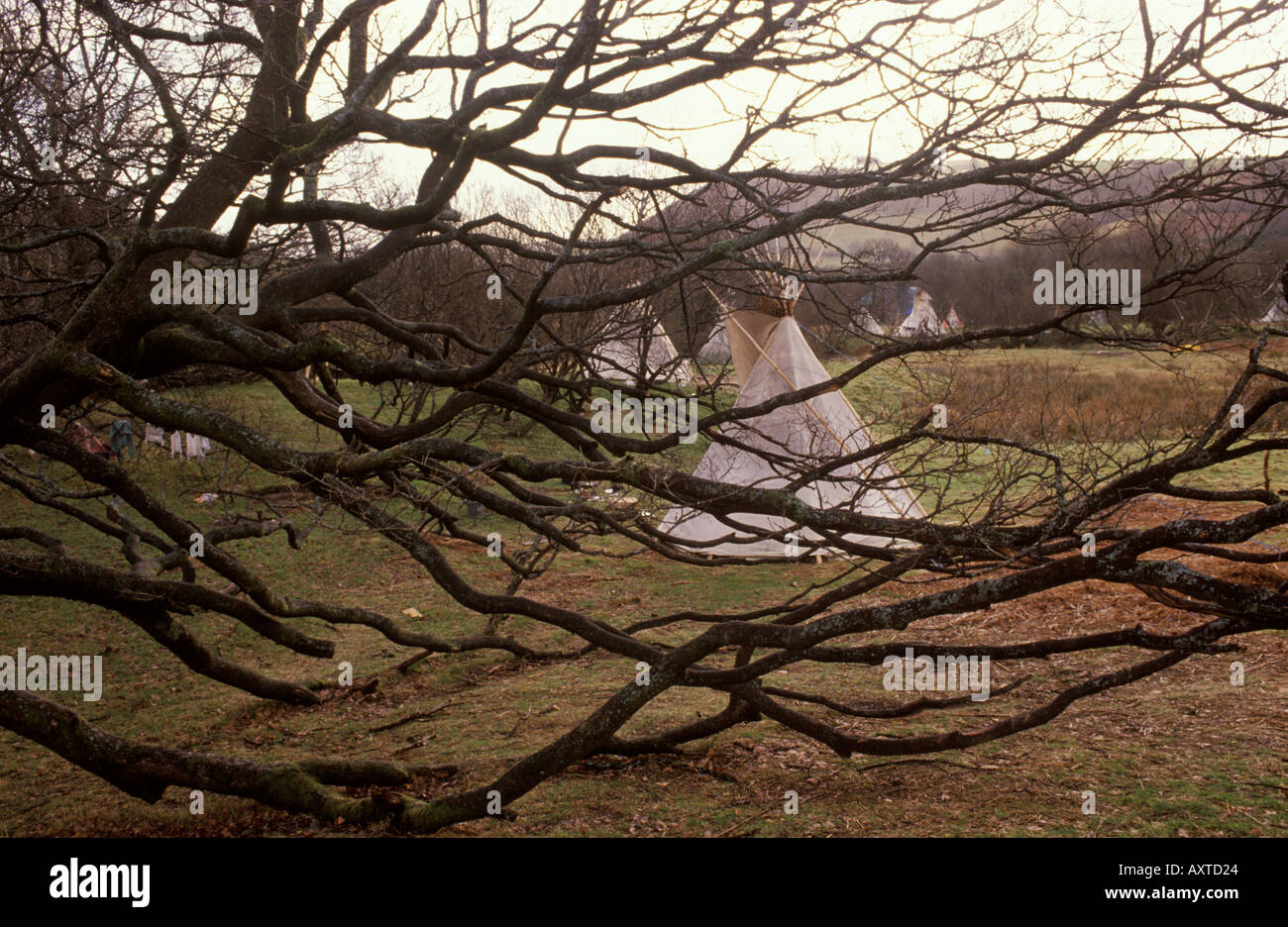 TIPI Valley 1980s une communauté hippie galloise pays de Galles près de Llandeilo 1985 UK HOMER SYKES Banque D'Images