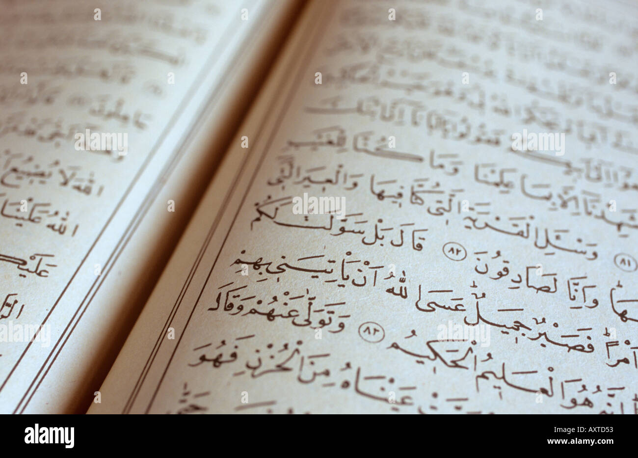 Close up of script arabe du Coran Banque D'Images