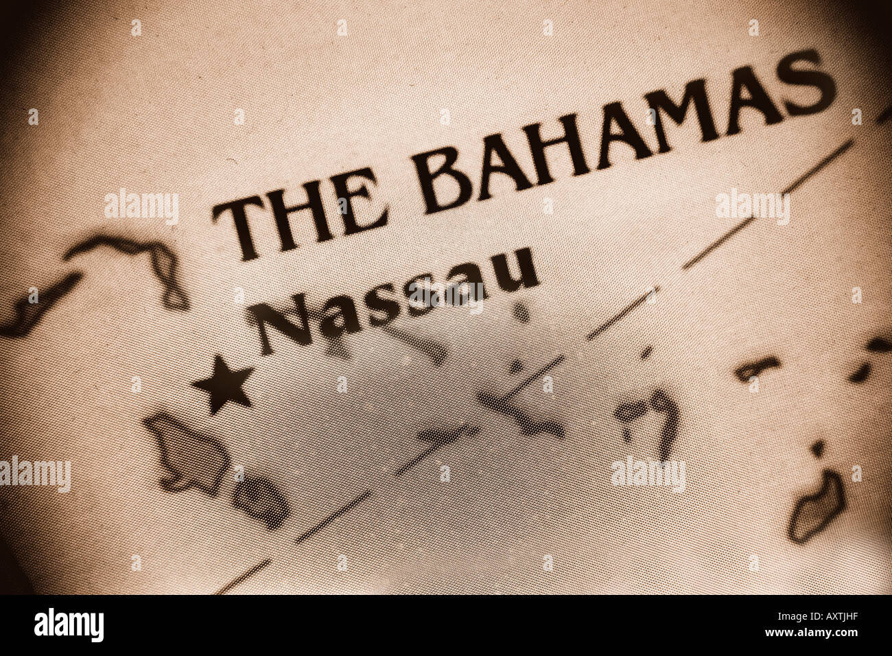 Close-up carte des Bahamas Banque D'Images