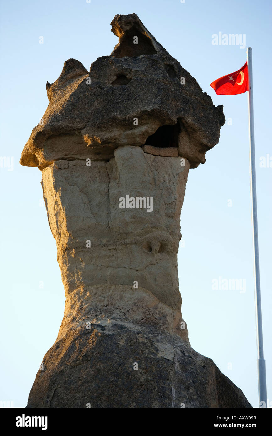 Les cheminées de fée de Pasabag, la vallée de Zelve, Cappadoce, Turquie Banque D'Images