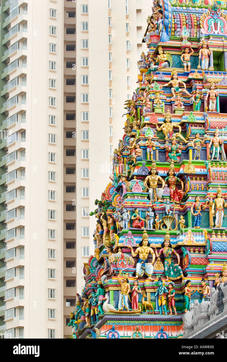 SRI SRINIVASA PERUMAL Temple Hindu Temple pour adorer Vaishnavite SINGAPOUR Serangoon Road et de plusieurs étages de plusieurs étages Banque D'Images