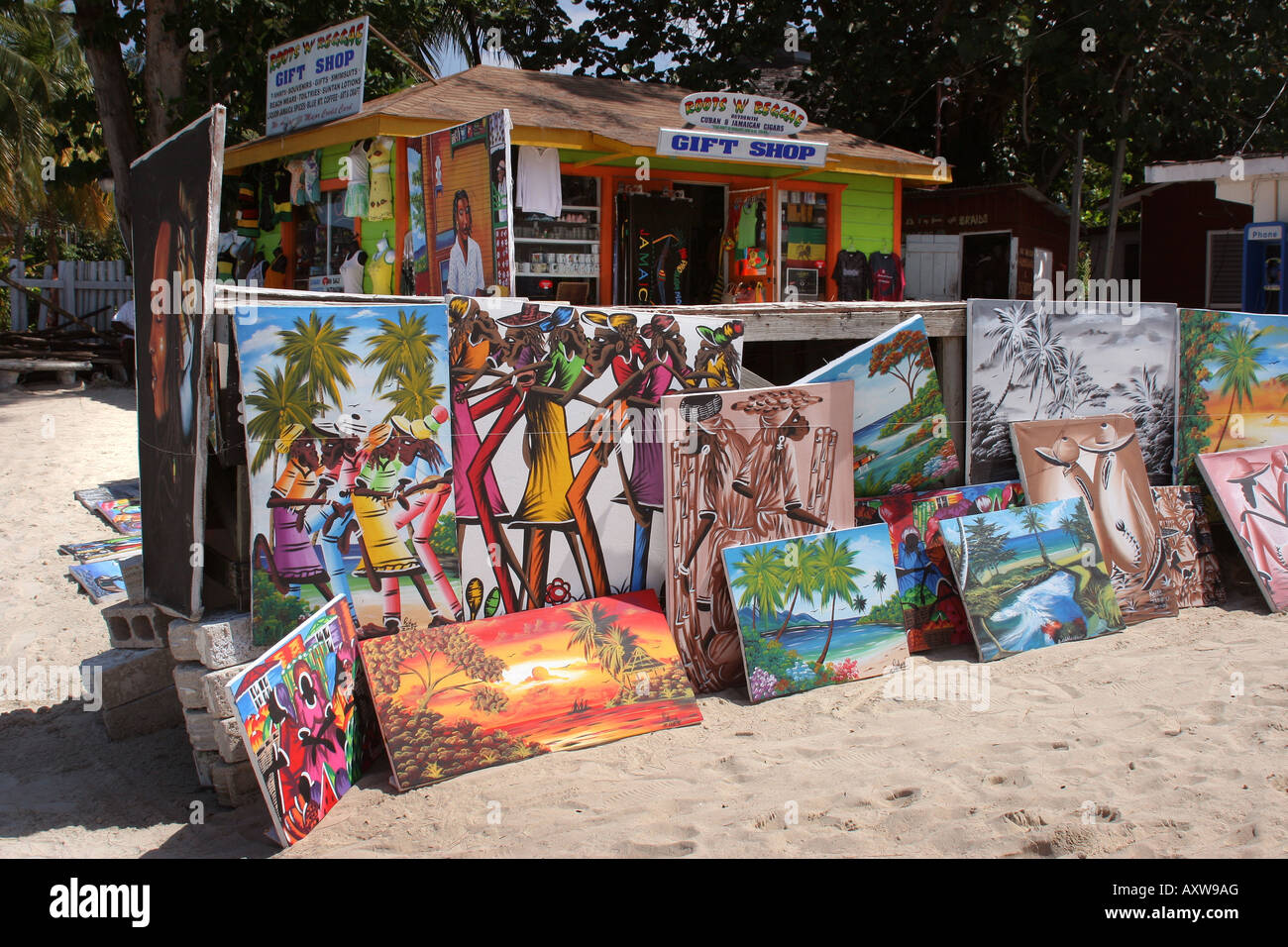 Décrochage de l'art sur Seven Mile Beach Negril Jamaïque Banque D'Images