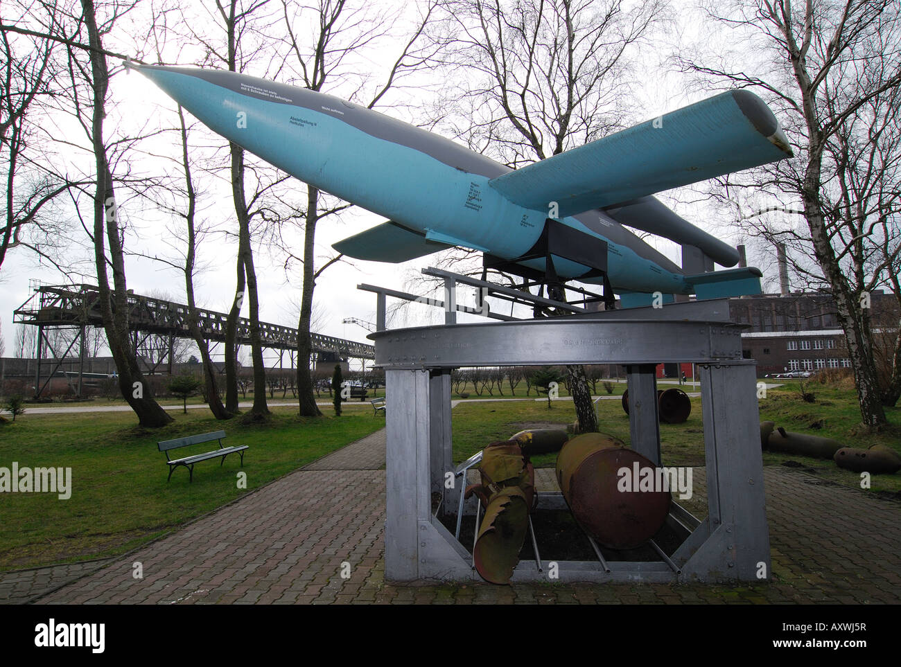 V1 Doodlebug en exposition Peenemuende Guerre Mondiale deux fusées Recherche Plan du site Banque D'Images