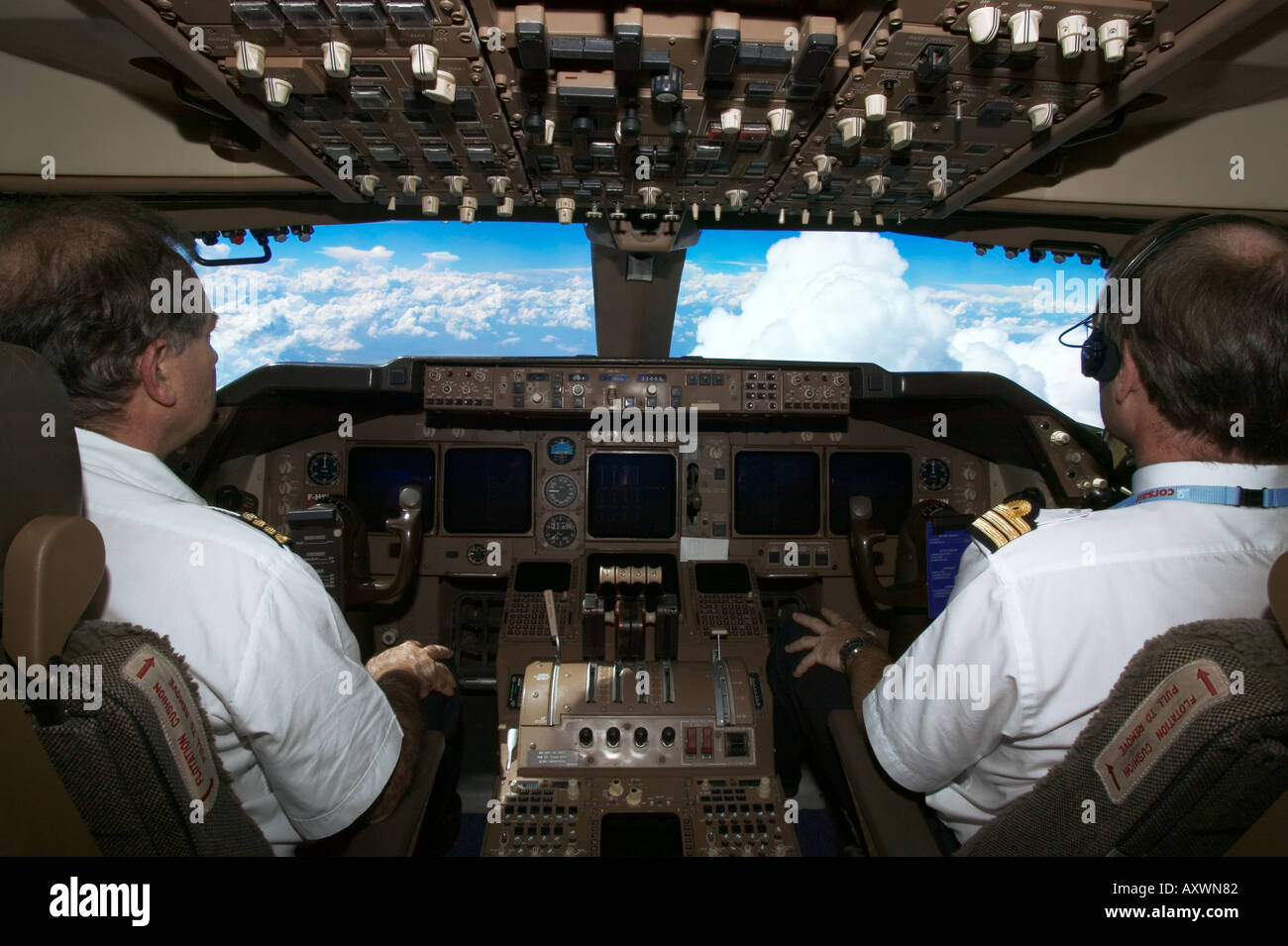 Cockpit d'un Boeing 747 Banque D'Images