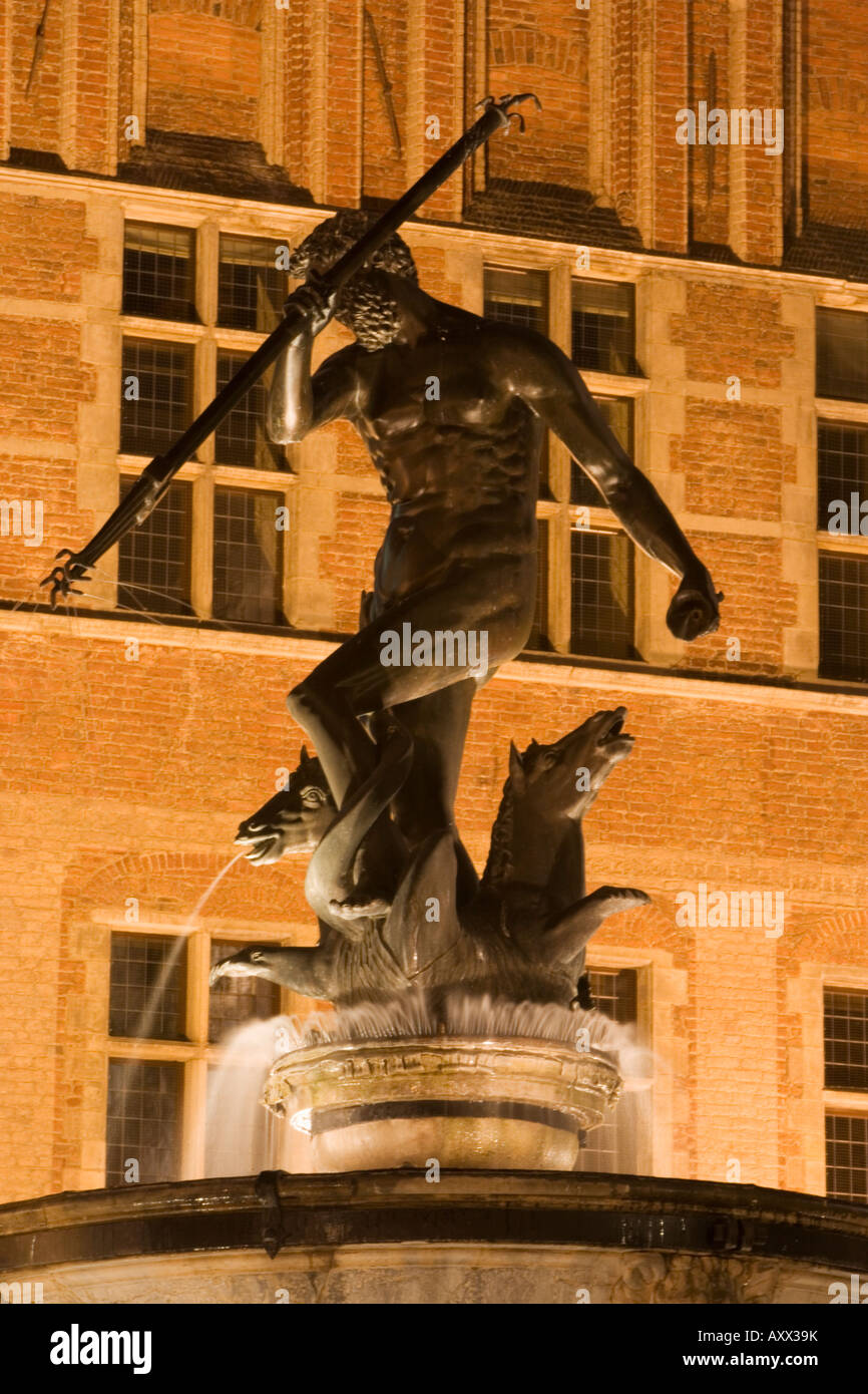 La fontaine de Neptune, Dlugi Targ (marché), Gdansk, Pologne, l'Europe occidentale, Banque D'Images