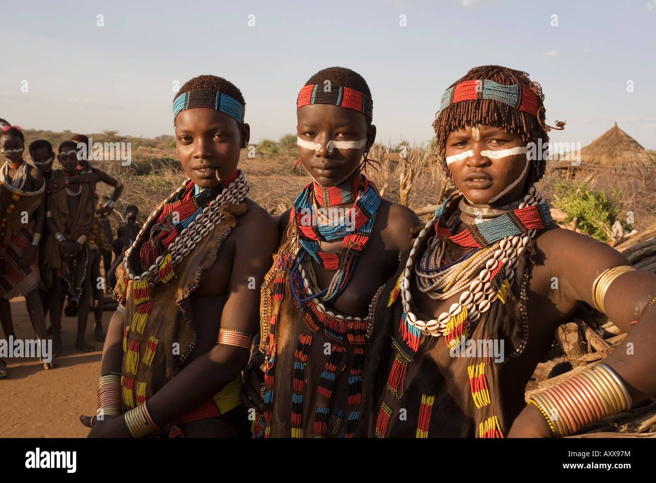 Les gens de la tribu Hamer, vallée de l'Omo, dans le sud de l'Éthiopie, de l'Éthiopie Banque D'Images