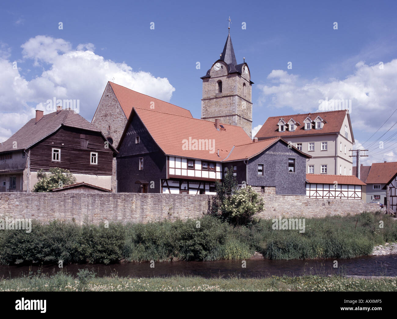 Themar/Werra, Stadtbild mit Kirche, Südwest-Ansicht Banque D'Images