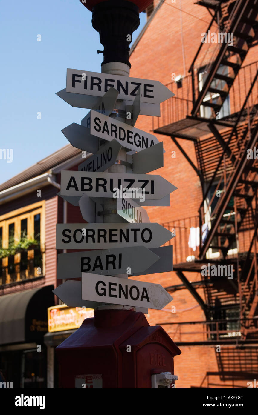 La marque d'une des villes italiennes, l'extrémité nord, "Little Italy", Boston, Massachusetts, USA Banque D'Images