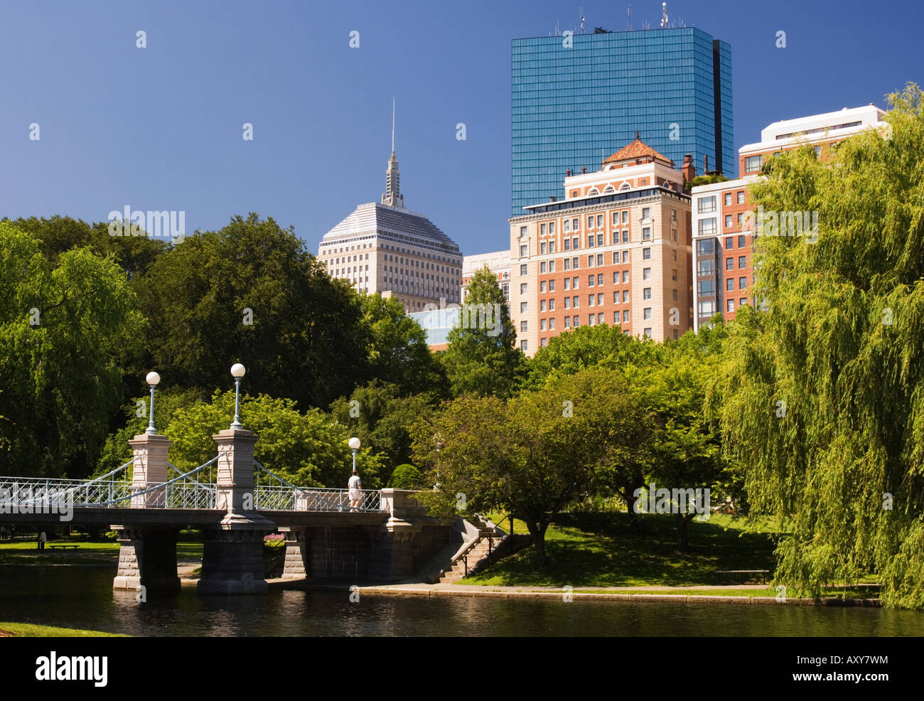 Lagoon pont dans le Jardin Public, Boston, Massachusetts, USA Banque D'Images