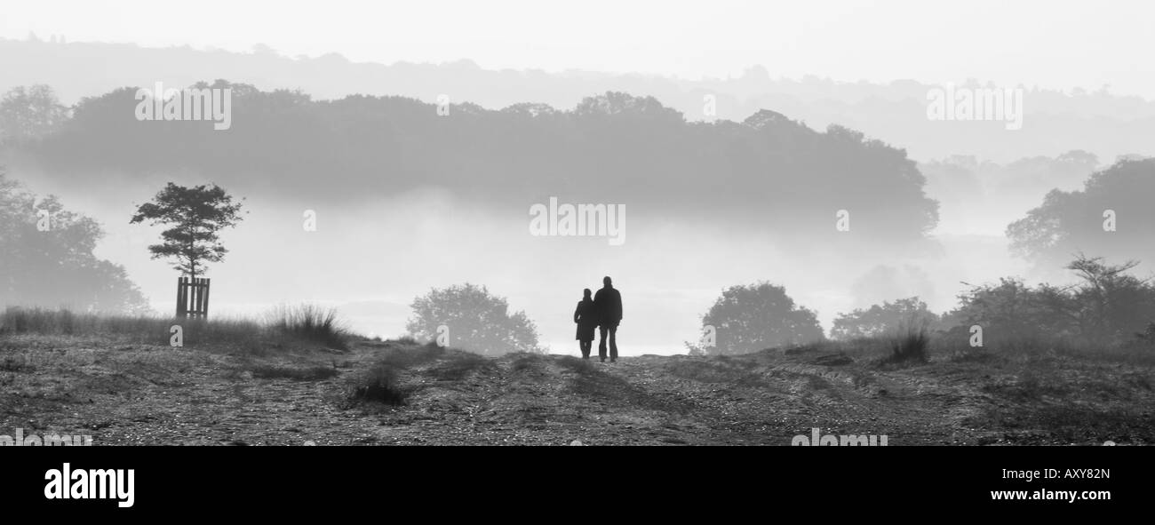 Couple walking in Richmond Park, London, UK Banque D'Images