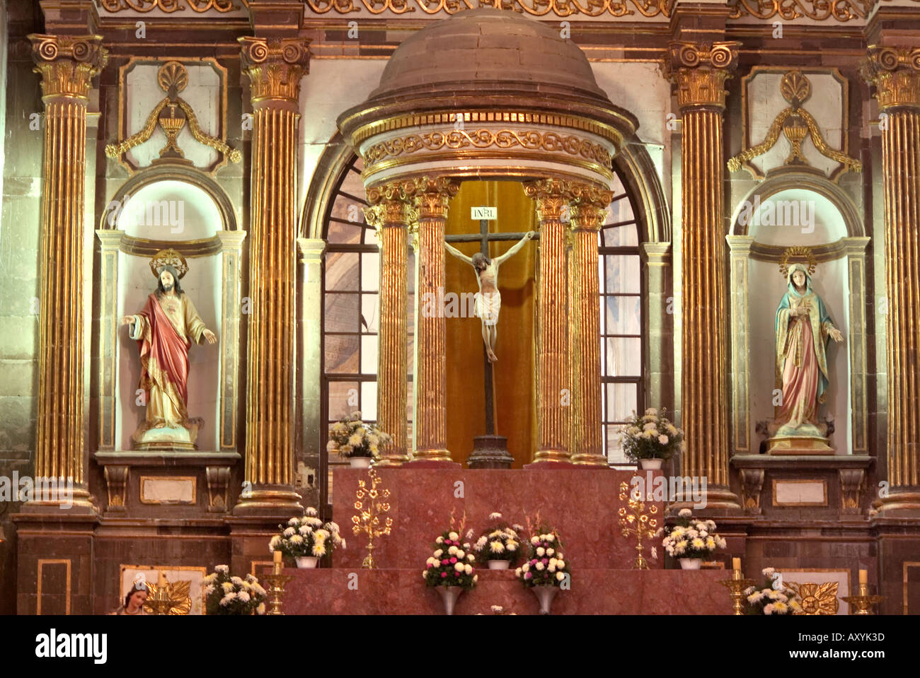 Majestueux autel dans l'église San Francisco San Migue de Allende Mexique Banque D'Images