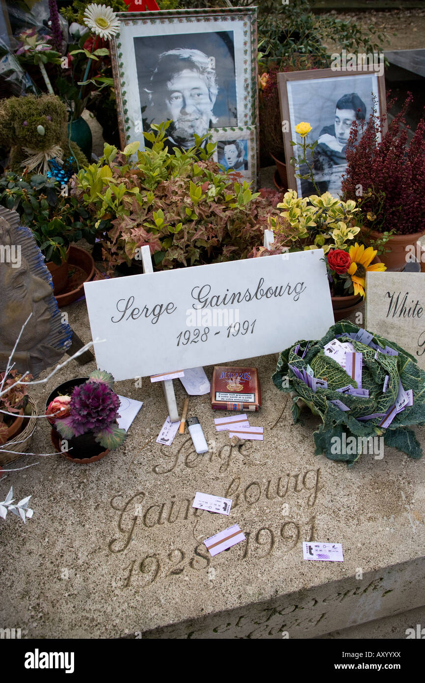 Serge Gainsbourg tombe du cimetière Montparnasse Paris France Banque D'Images