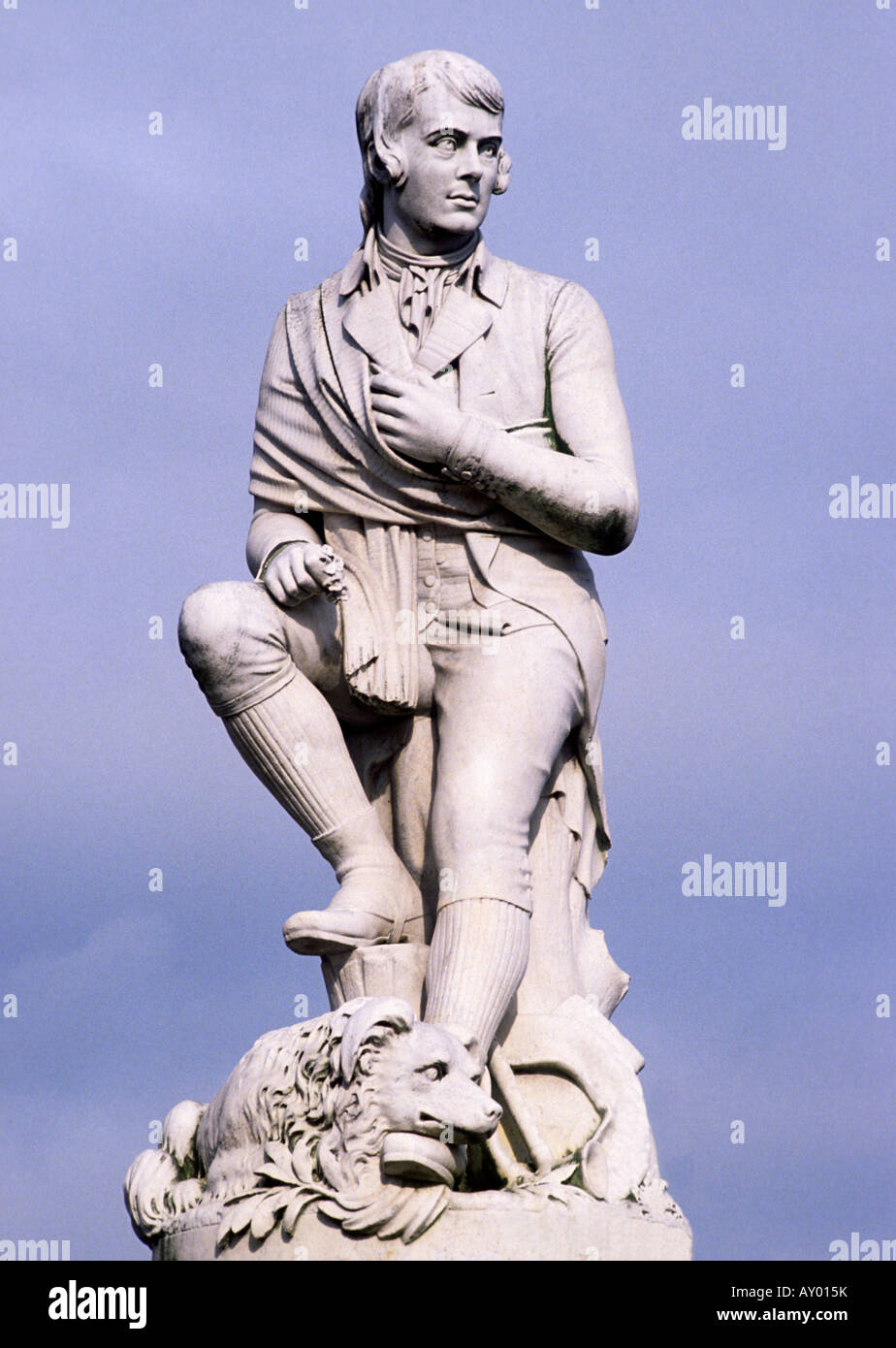 Robbie Robert Burns Statue Dumfries Scotland UK poète écossais du marbre blanc Banque D'Images